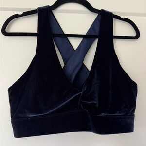 Fabletics Elegant Navy Velvet Velour Women's Bralette Approx. Size XL